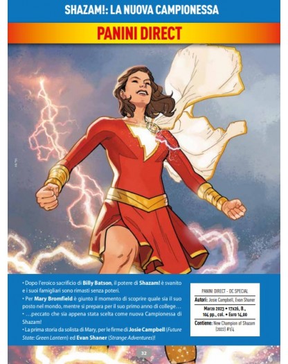 Shazam! – La Nuova Campionessa – Volume Unico – DC Comics Special – Panini Comics – Italiano