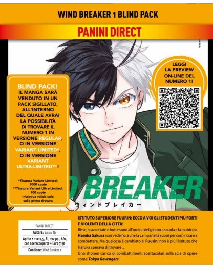 Wind Breaker 1 – Blind Pack (Wind Breaker 1 Regular o Variant Limited o Variant Ultra-Limited) – Panini Comics – Italiano