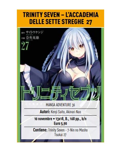 Trinity Seven – L’Accademia delle Sette Streghe 27 – Manga Adventure 36 – Panini Comics – Italiano