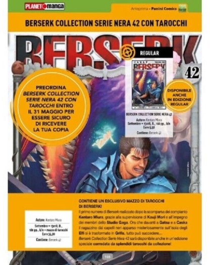 Berserk Collection Serie Nera 42 con Tarocchi  - Panini Comics – Italiano