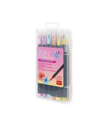 Set di 12 Pennarelli con Punta Pennello versione Pastello - Brush Markers - Legami