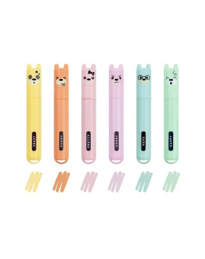 Set di 6 Mini Evidenziatori Pastello - Teddy's Style - Legami