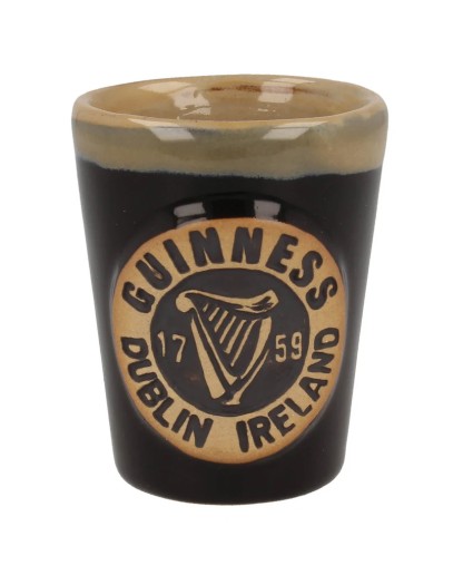 Bicchierino dosatore in ceramica Guinness con arpa - Nero